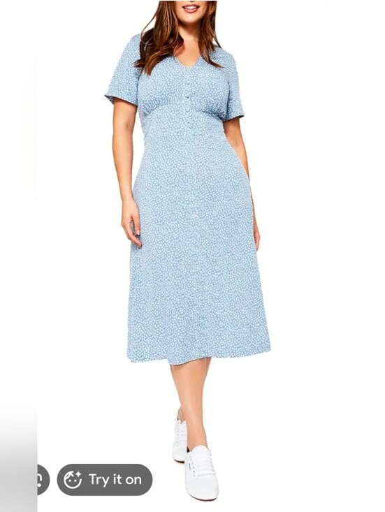 Leota Dresses & Skirts - Leota Light Blue Bird Midi Dress - Size 1X